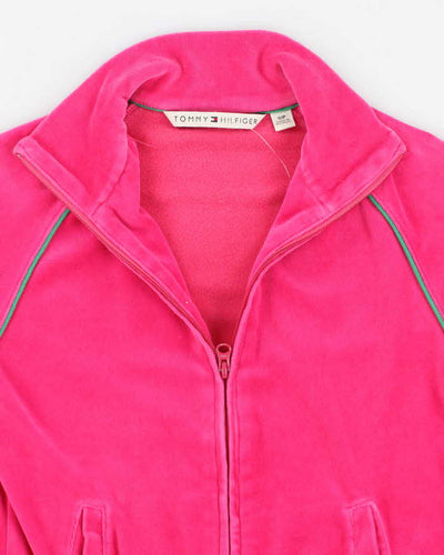 Y2K 00s Tommy Hilfiger Hot pink Velour Track Sweatshirt - S