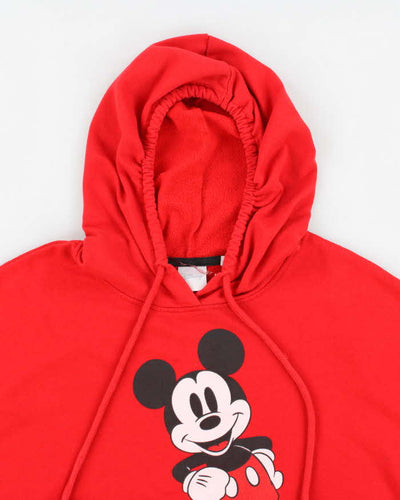 Womans Cropped Red Mickey Mouse Hoodie - L