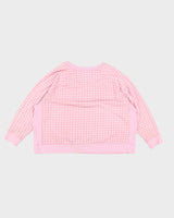 Woman's Pink Gingham Champion Logo Sweatshirt - XXXL