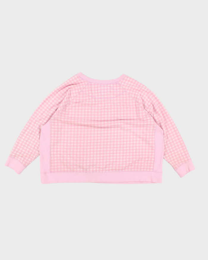 Woman's Pink Gingham Champion Logo Sweatshirt - XXXL