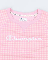 Woman's Pink Gingham Champion Logo Sweatshirt - XXXL