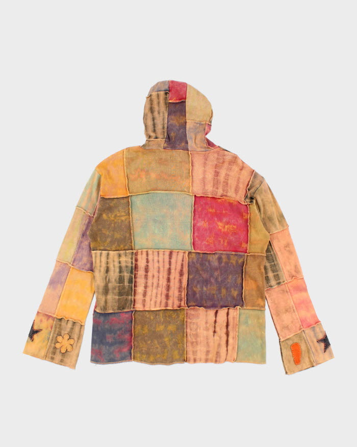 Y2k 00s Tie Dye Patchwork Hoodie -  XXL