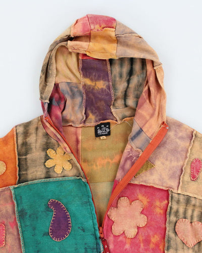 Y2k 00s Tie Dye Patchwork Hoodie -  XXL