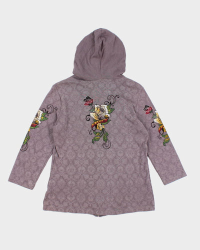 Y2k 00s Vanilla Sugar Purple Rose Hoodie - XL