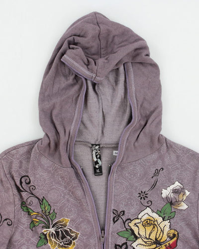 Y2k 00s Vanilla Sugar Purple Rose Hoodie - XL