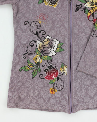 Y2k 00s Vanilla Sugar Purple Rose Hoodie - XL