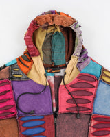 Y2k 00s Leopards And Roses Tie-Dye Patchwork Slashed Hoodie - L