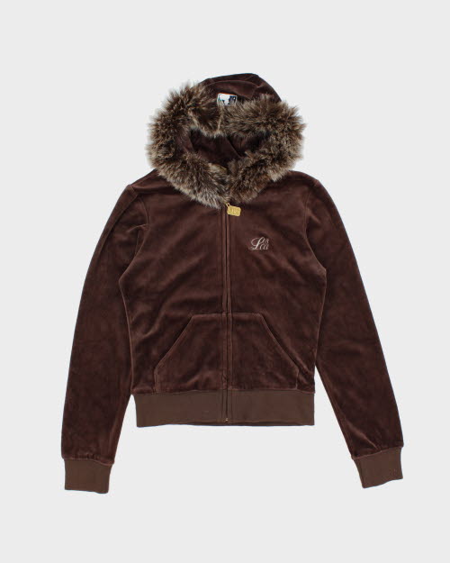 Y2k 00s LB-03 Velour Hoodie - M