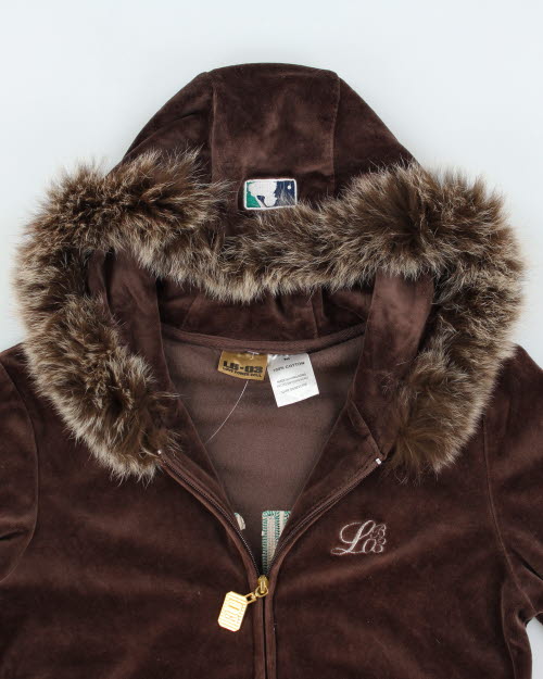 Y2k 00s LB-03 Velour Hoodie - M