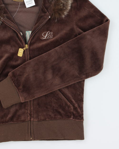 Y2k 00s LB-03 Velour Hoodie - M