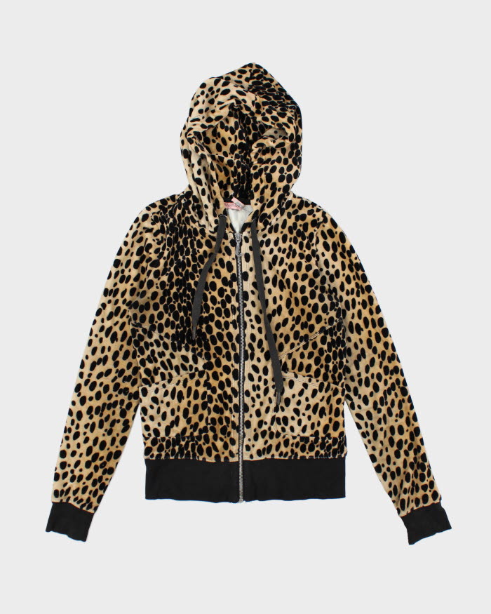 Y2k 00s Juicy Couture Leopard Print Zip-up Hoodie- S