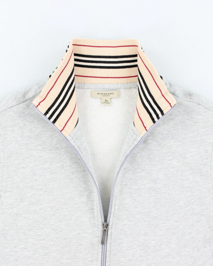 Vintage Burberry Grey Zip-up Jumper - XL