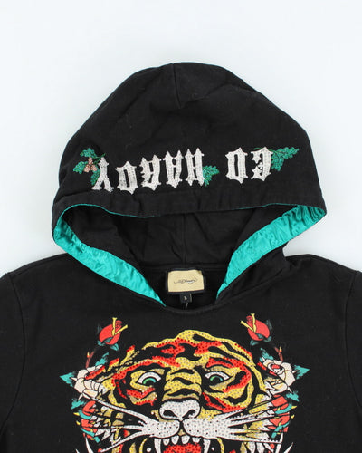 Vintage Y2K Ed Hardy Rhinestone Short Sleeved Hoodie - L