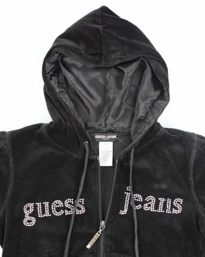 Vintage Y2K Guess Jeans Sequined Zip Up Hoodie - S