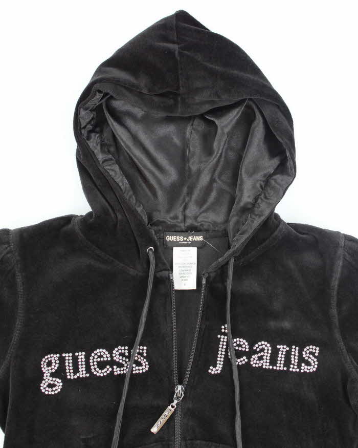 Vintage Y2K Guess Jeans Sequined Zip Up Hoodie - S