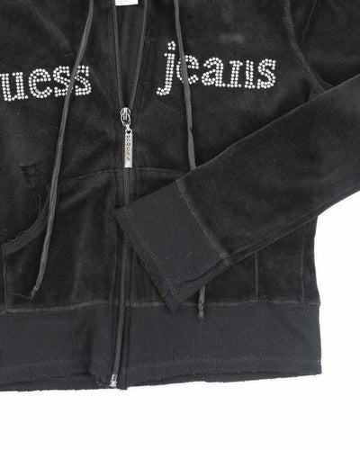 Vintage Y2K Guess Jeans Sequined Zip Up Hoodie - S