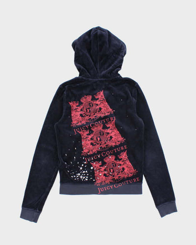 Vintage Y2K Juicy Couture Graphic Printed Textured Zip Up Hoodie - M