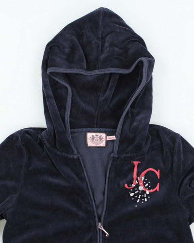Vintage Y2K Juicy Couture Graphic Printed Textured Zip Up Hoodie - M