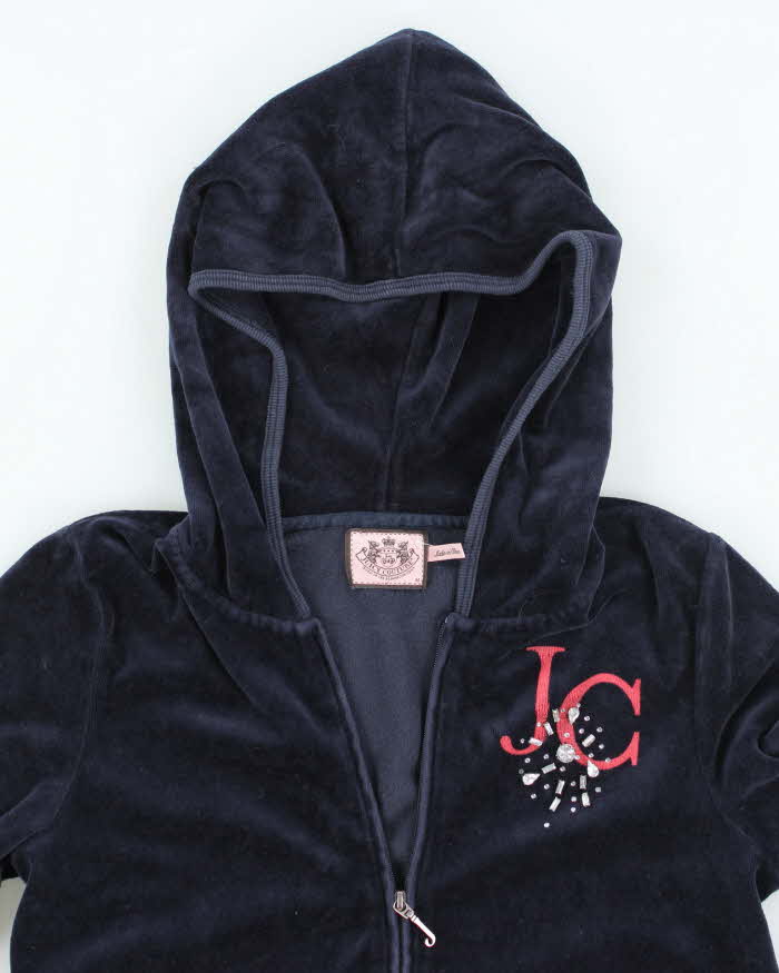Vintage Y2K Juicy Couture Graphic Printed Textured Zip Up Hoodie - M