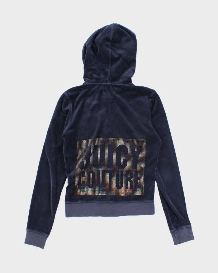 Vintage Y2K Juicy Couture Sequin Graphic Zip Up Hoodie - S