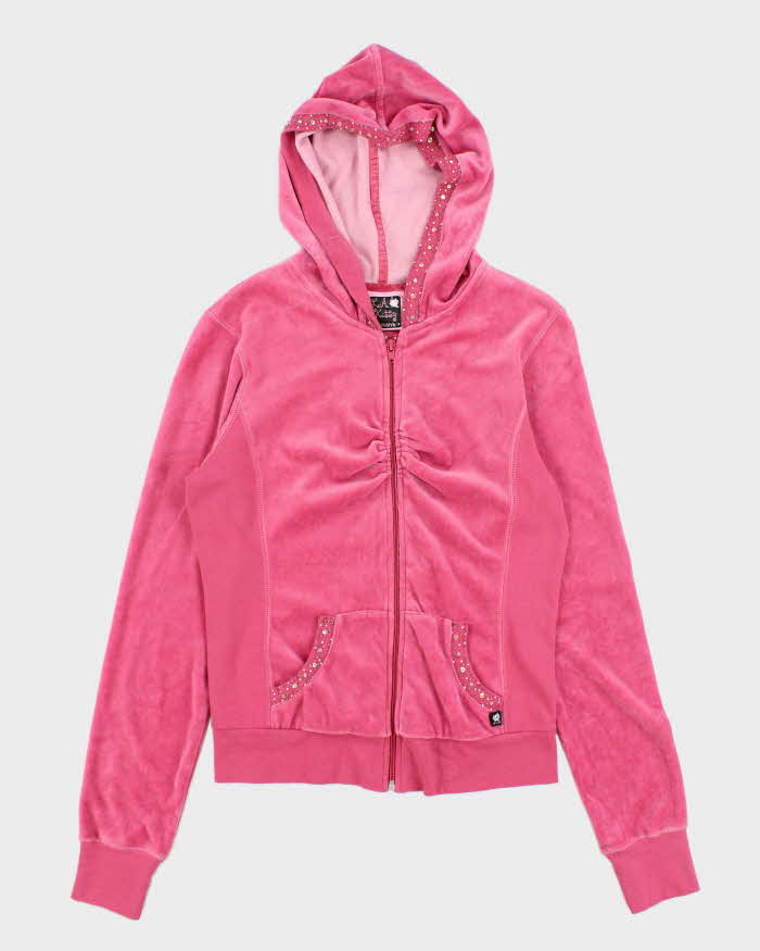 Vintage Y2K LA Kitty Sequined Zip Up Hoodie - M