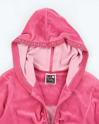 Vintage Y2K LA Kitty Sequined Zip Up Hoodie - M