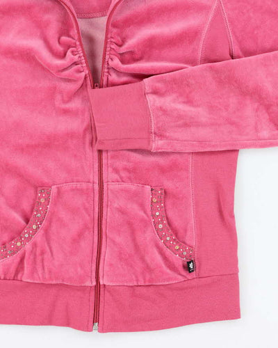 Vintage Y2K LA Kitty Sequined Zip Up Hoodie - M