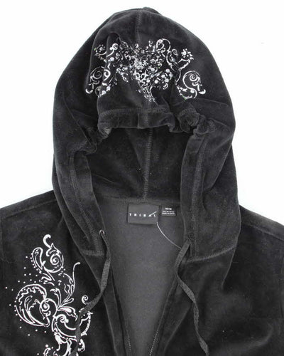 Vintage Y2K Tribal Graphic Printed Zip Up Hoodie - M
