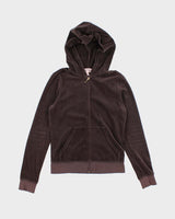 Vintage Y2K Women's Juicy Couture Plain Velour Zip Up Hoodie - S