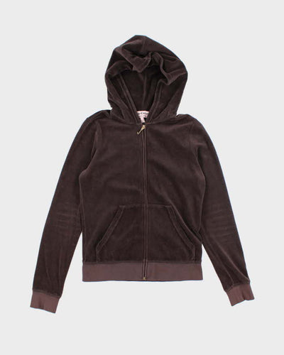 Vintage Y2K Women's Juicy Couture Plain Velour Zip Up Hoodie - S