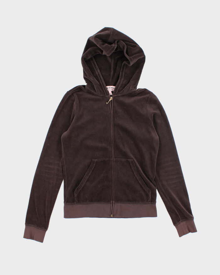 Vintage Y2K Women's Juicy Couture Plain Velour Zip Up Hoodie - S