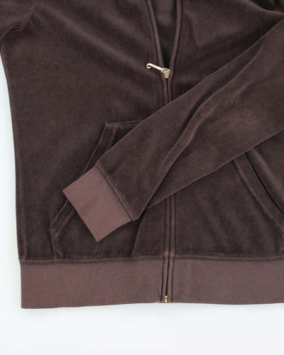 Vintage Y2K Women's Juicy Couture Plain Velour Zip Up Hoodie - S