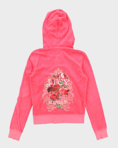 Vintage Y2K Juicy Couture Rose Graphic Printed Zip Up Hoodie - S