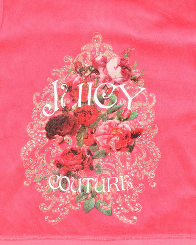 Vintage Y2K Juicy Couture Rose Graphic Printed Zip Up Hoodie - S