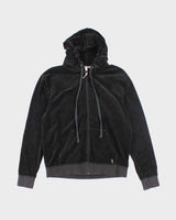 Vintage Y2K Women's Juicy Couture Black Velour Zip Up Hoodie - M