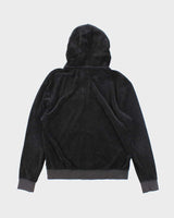 Vintage Y2K Women's Juicy Couture Black Velour Zip Up Hoodie - M