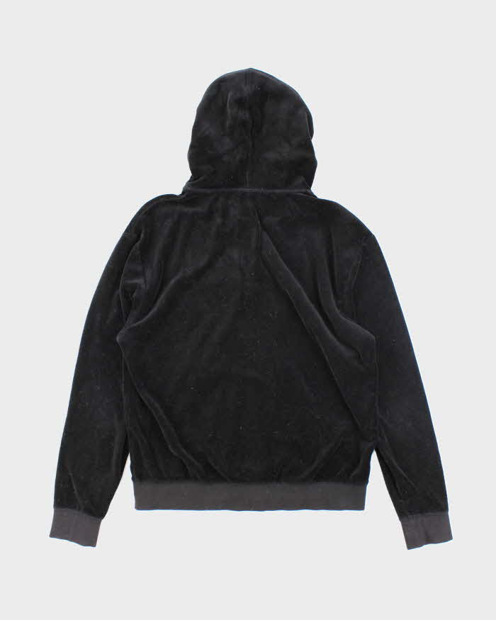 Vintage Y2K Women's Juicy Couture Black Velour Zip Up Hoodie - M