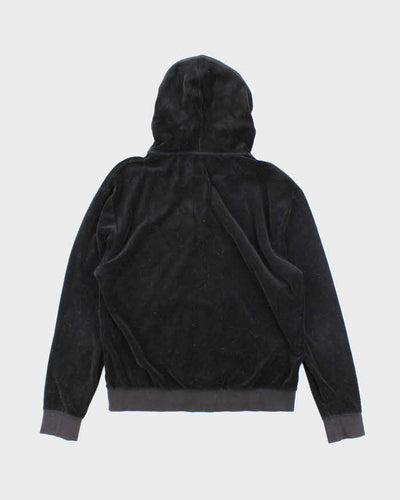Vintage Y2K Women's Juicy Couture Black Velour Zip Up Hoodie - M