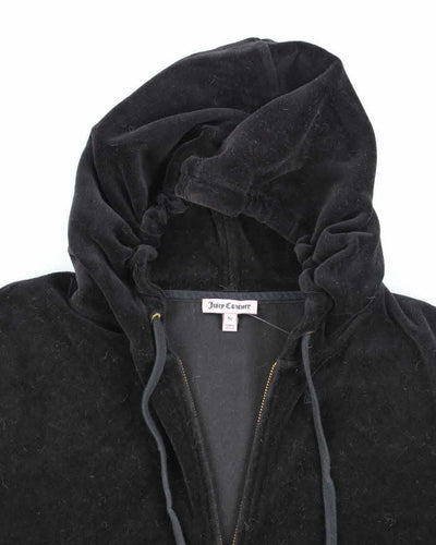 Vintage Y2K Women's Juicy Couture Black Velour Zip Up Hoodie - M