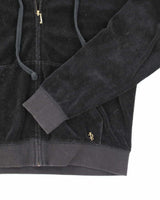 Vintage Y2K Women's Juicy Couture Black Velour Zip Up Hoodie - M