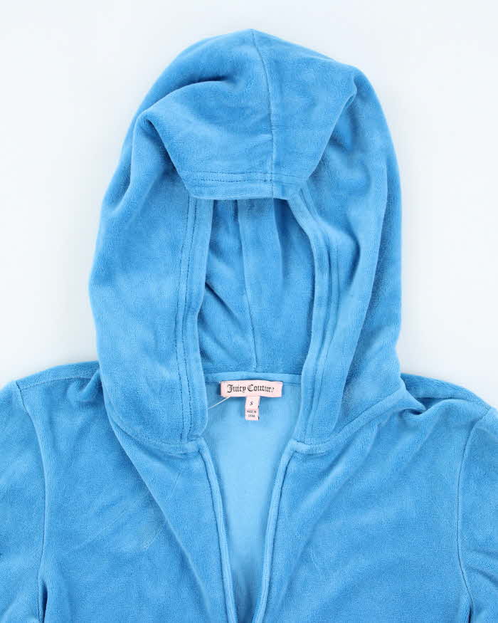 Vintage Y2K Women's Juicy Couture Baby Blue Velour Zip Up Hoodie S