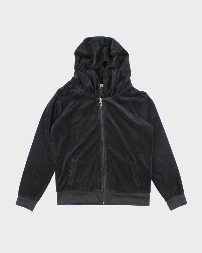 Vintage Y2K Women's Juicy Couture Sequinned Velour Zip Up Hoodie - L