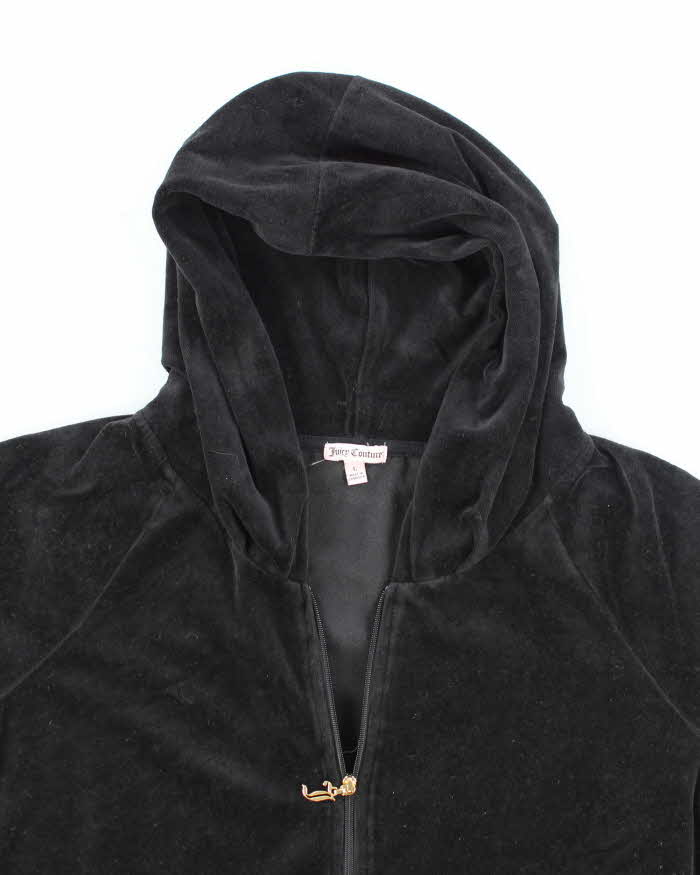 Vintage Y2K Women's Juicy Couture Sequinned Velour Zip Up Hoodie - L
