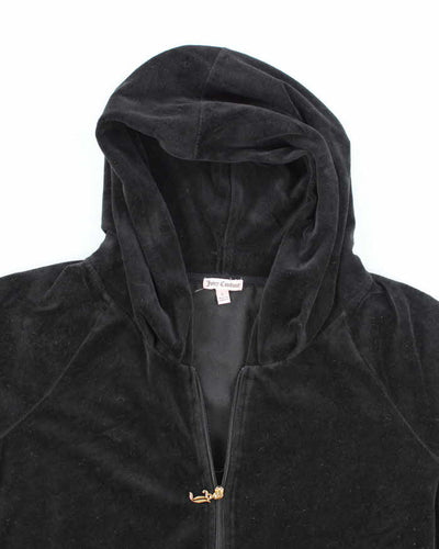 Vintage Y2K Women's Juicy Couture Sequinned Velour Zip Up Hoodie - L