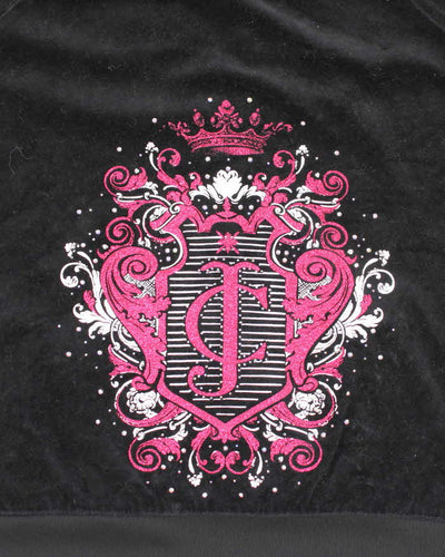 Vintage Y2K Women's Juicy Couture Sequinned Velour Zip Up Hoodie - L