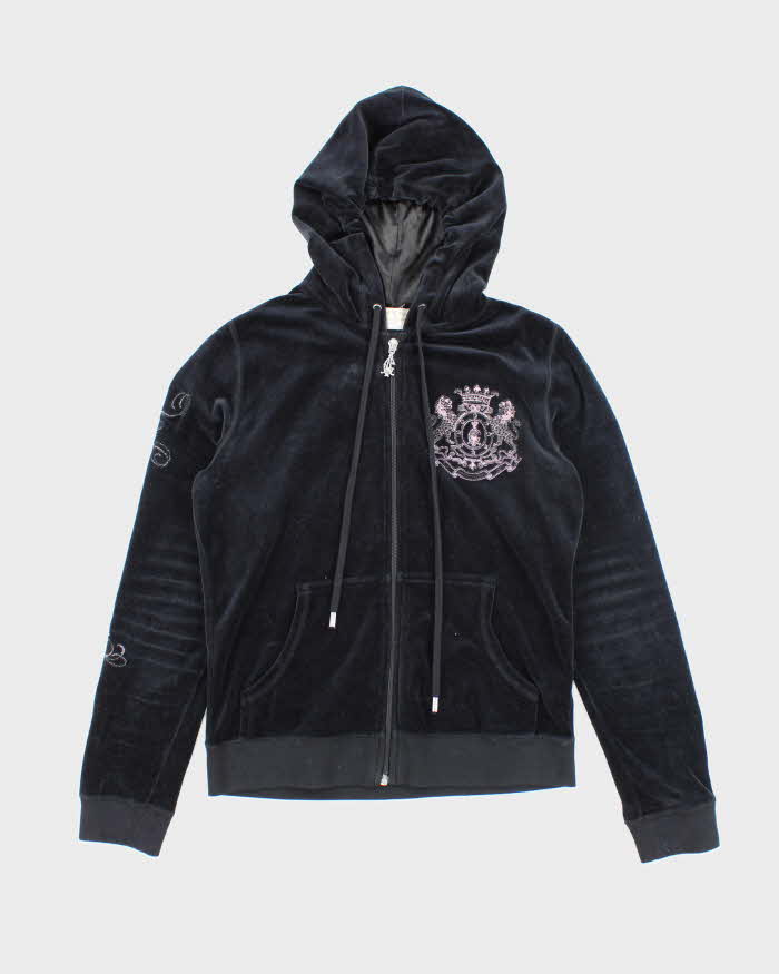 Vintage Y2K Women's Christian Audigier Velour Zip Up Hoodie - L