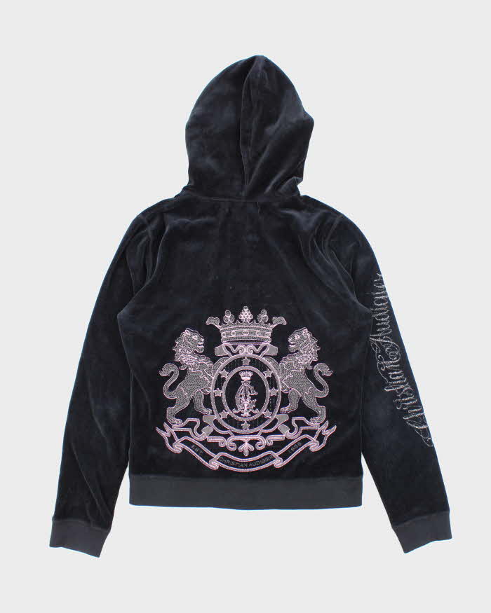 Vintage Y2K Women's Christian Audigier Velour Zip Up Hoodie - L