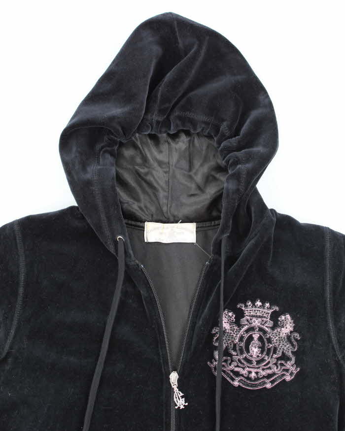 Vintage Y2K Women's Christian Audigier Velour Zip Up Hoodie - L