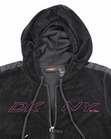 Vintage Y2K Women's DKNY Velour Zip Up Hoodie - L