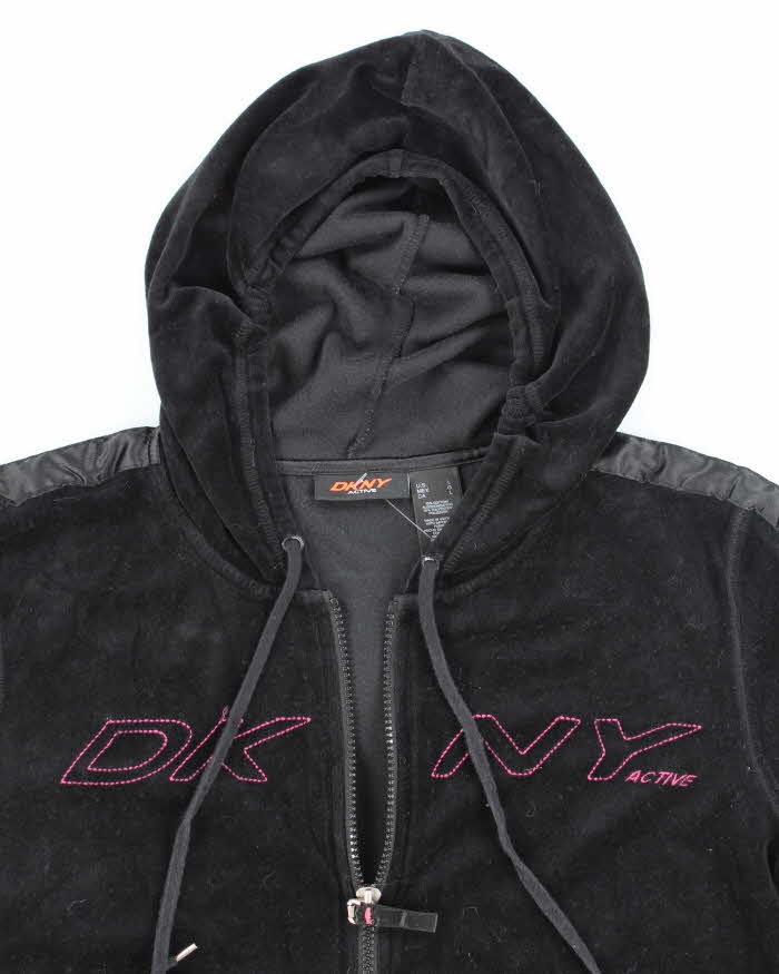 Vintage Y2K Women's DKNY Velour Zip Up Hoodie - L